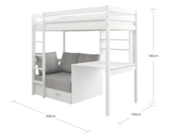 Thuka Hit 9 Single High Sleeper Bed with Desk & Sofa Whitewash - thumbnail 7
