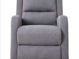 Living & Home Single Recliner Armchair with Massage and Heat Linen Push Back Reclining Chair Grey - thumbnail 4