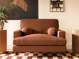 SOLACE+CO Addison Loveseat & Footstool Bundle Orange Chenille - thumbnail 3