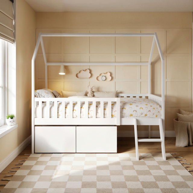 Flair Explorer Single Mid Sleeper Bed with Toy Box White - image 1
