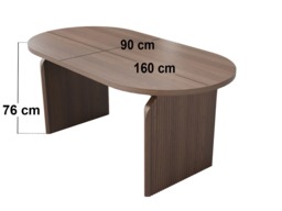 SOLACE+CO Varm Ribbed Oval Dining Table with Bench & Aiko Chairs Set Table + 5 Chairs Walnut - thumbnail 7