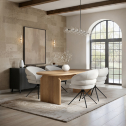 SOLACE+CO Varm Ribbed Oval Dining Table with Eira Chairs Set of 4 - thumbnail 1