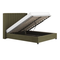 Flair Tiggy Double Ottoman Bed with Winged Headboard Khaki Velvet - thumbnail 4