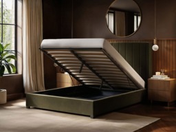 Flair Tiggy Double Ottoman Bed with Winged Headboard Khaki Velvet - thumbnail 2