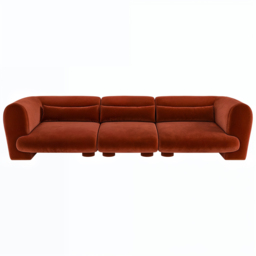 SOLACE+CO Maddox 4 Seater Orange Velvet Sofa - thumbnail 3