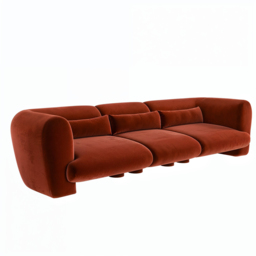 SOLACE+CO Maddox 4 Seater Orange Velvet Sofa - thumbnail 4