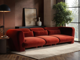 SOLACE+CO Maddox 4 Seater Orange Velvet Sofa - thumbnail 2