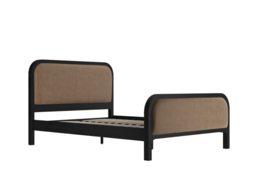 LPD Ines Black Wooden Bed with Mole Velvet Upholstery Kingsize - thumbnail 3