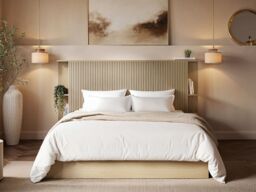 SOLACE+CO Zora Ottoman Hotel Bed with Headboard Shelves Oak Double - thumbnail 2