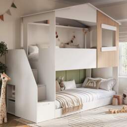Flair Dreamland House Staircase Bunk White & Oak - thumbnail 1