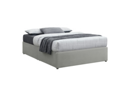 Sareer Flat-Pack Divan Bed Base Double Light Grey Velvet - thumbnail 2