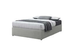 Sareer Flat-Pack Divan Bed Base Double Light Grey Velvet - thumbnail 3
