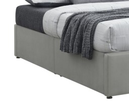 Sareer Flat-Pack Divan Bed Base Double Light Grey Velvet - thumbnail 4