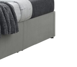 Sareer Flat-Pack Divan Bed Base Double Light Grey Velvet - thumbnail 5