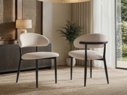 SOLACE+CO Varm & Cyra Dining Table Set with Beige Chenille Chairs Table + 4 Chairs-Walnut - thumbnail 3
