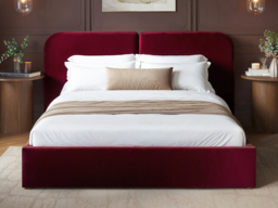 SOLACE+CO Lena Ottoman Bed Burgundy Velvet Kingsize - thumbnail 2
