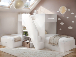 Flair Mason Staircase Triple Sleeper with Storage White - thumbnail 1