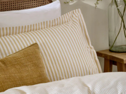 Yard Hebden Stripe Pillowcase Pair 100% Cotton Honey Yellow - thumbnail 2