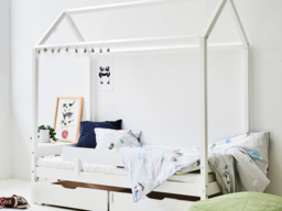Hoppekids Shorty Housebed with Safety Rail and Drawers White - thumbnail 2