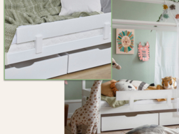Hoppekids Shorty Housebed with Safety Rail and Drawers White - thumbnail 4