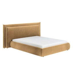 SOLACE+CO Sigrid Sand Velvet Cushion Headboard Ottoman Bed Kingsize - thumbnail 5
