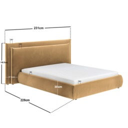 SOLACE+CO Sigrid Sand Velvet Cushion Headboard Ottoman Bed Kingsize - thumbnail 7