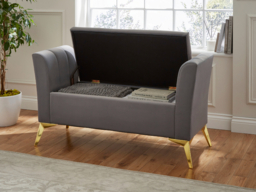 GFW Pettine Fabric Ottoman Storage Bench - Grey - thumbnail 2