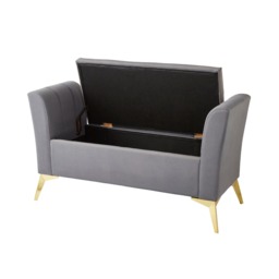 GFW Pettine Fabric Ottoman Storage Bench - Grey - thumbnail 6