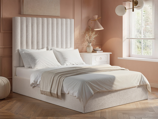 Flair Everley Double Boucle Ottoman Bed Cream - image 1