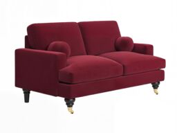 SOLACE+CO Addison 2 Seater Sofa with Caster Legs Burgundy Velvet - thumbnail 5