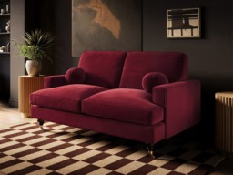 SOLACE+CO Addison 2 Seater Sofa with Caster Legs Burgundy Velvet - thumbnail 2