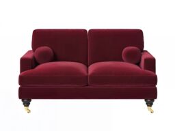 SOLACE+CO Addison 2 Seater Sofa with Caster Legs Burgundy Velvet - thumbnail 4