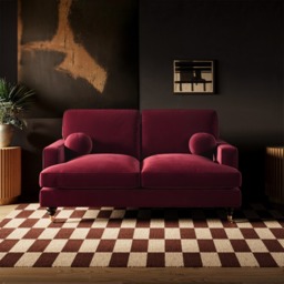 SOLACE+CO Addison 2 Seater Sofa with Caster Legs Burgundy Velvet