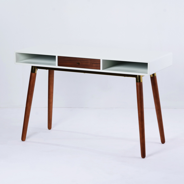 Flair Edelweiss Desk Walnut & White with Brass Accents (120x50) - image 1