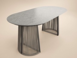 SOLACE+CO Hana Oval Garden Dining Table Grey with Lynden Chairs Set of 4 Dark Brown - thumbnail 4