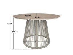 SOLACE+CO Hana Round Table & Set of 4 Lita Chairs Garden Dining Set White & Beige - thumbnail 7