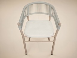 SOLACE+CO Hana Round Table & Set of 4 Lita Chairs Garden Dining Set White & Beige - thumbnail 6