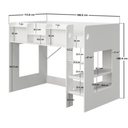 Flair Wizard Junior High Sleeper Workstation White - thumbnail 6