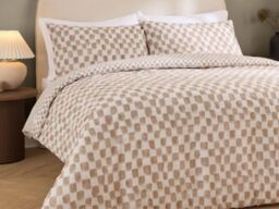 HÖEM Nyhavn Reversible Checkerboard Duvet Cover Set Cotton-Tobacco-SuperKing - thumbnail 2