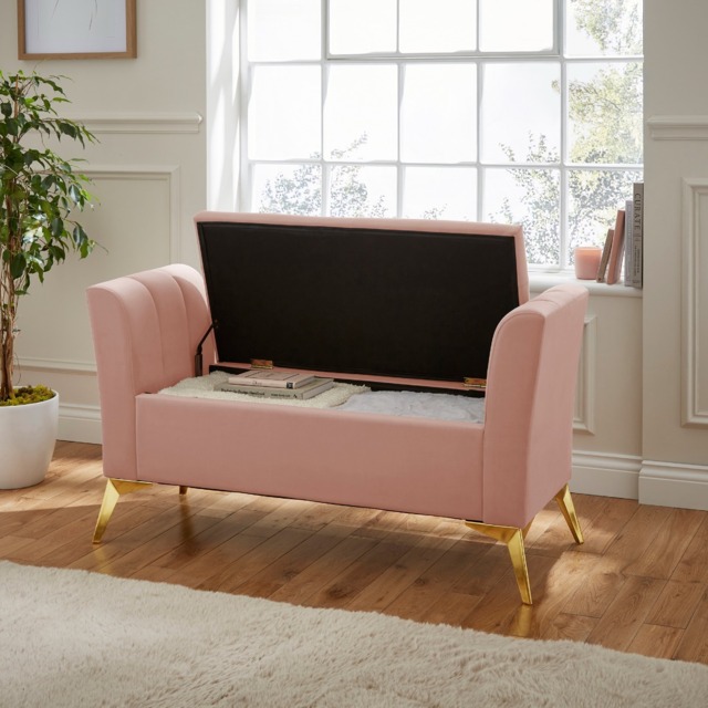 GFW Pettine Fabric Ottoman Storage Bench - Blush Pink - image 1
