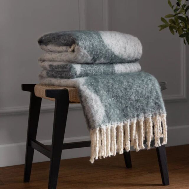 HÖEM Meta 130 x 180cm Jacquard Tasselled Throw Faux Mohair-Dusk - image 1