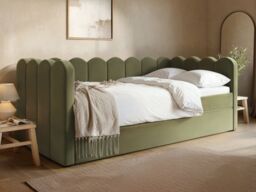 Flair Esme Cloud Day Bed with Trundle Khaki Green Velvet
