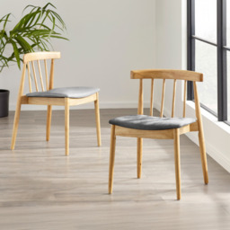 Flair Goran Dining Chair Oak Frame - Grey (Pair) - thumbnail 1