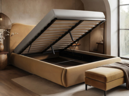 SOLACE+CO Ember Ottoman Bed Sand Velvet Kingsize - thumbnail 2