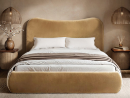 SOLACE+CO Ember Ottoman Bed Sand Velvet Kingsize - thumbnail 3