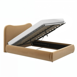 SOLACE+CO Ember Ottoman Bed Sand Velvet Kingsize - thumbnail 4