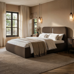Solace+Co Stille Ottoman Bed with LED Lighting-Brown-Kingsize - thumbnail 1