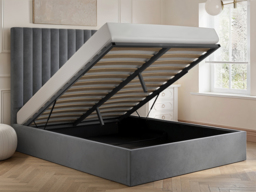 Flair Everley Kingsize Ottoman Bed Grey Velvet - thumbnail 3