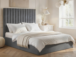 Flair Everley Kingsize Ottoman Bed Grey Velvet