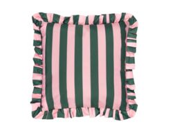 Furn Palm Royale 50 x 50cm Stripe Ruffle Outdoor Cushion Polyester-Green & Pink - thumbnail 2